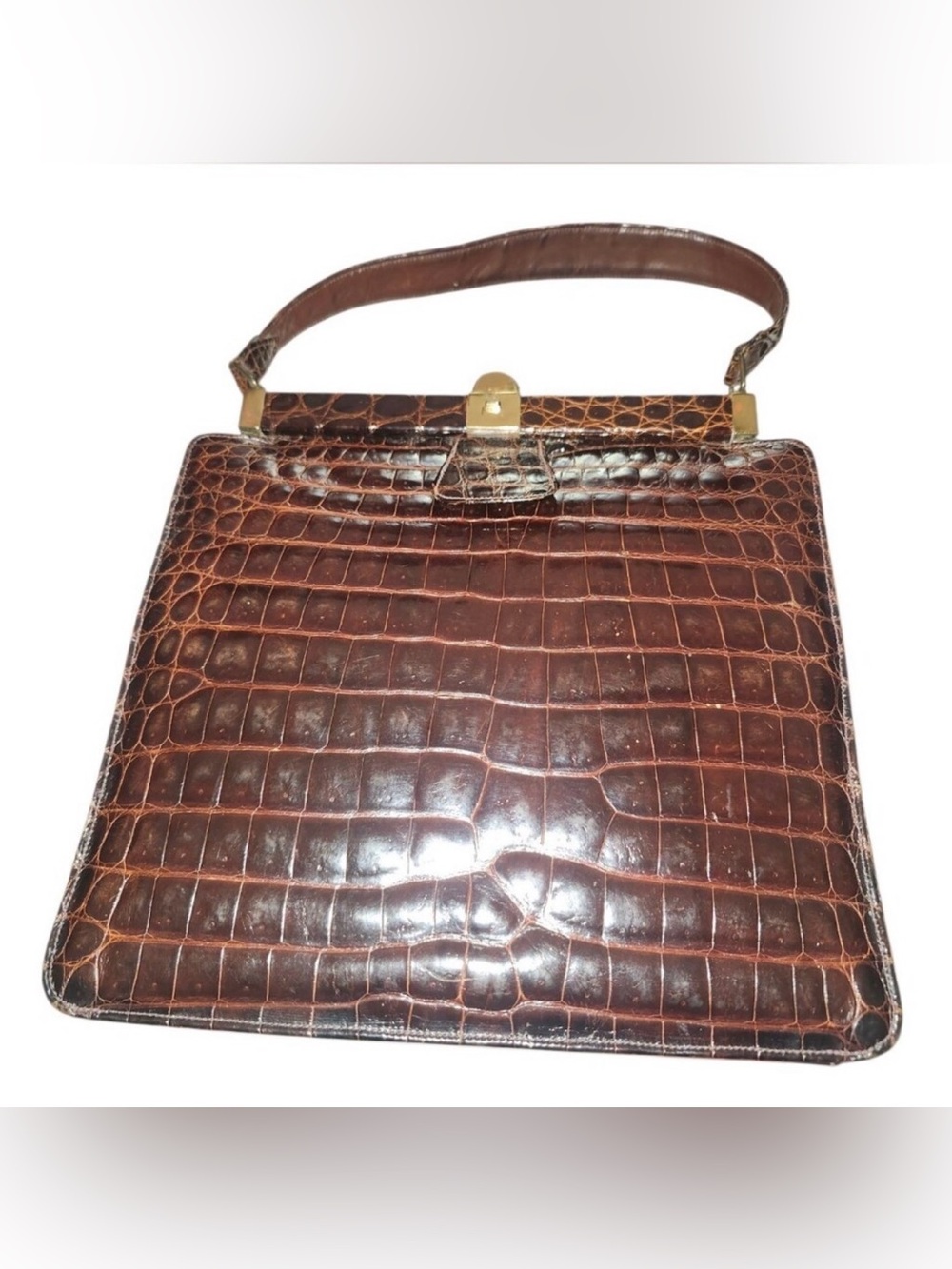 Prado Bag Vintage High Quality Croc Belly Skin Top-Handle Bag VINTAGE 1950’s